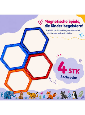 MAGNIKON Magnetische Bausteine Sechsecke, 4 Stk. Ersatzteile, kleines Set -ab 3 Jahren