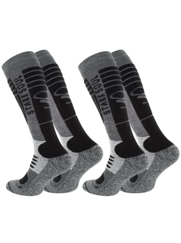 Stark Soul® Ski & Snowboard Socken 2 Paar, mit Spezialpolsterung in Grau-Schwarz
