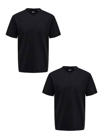 Only&Sons T-Shirt 2er-Set Rundhals Kurzarm in Schwarz-2