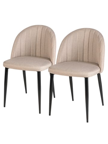 home24 Polsterstuhl Jacklin V (2er-Set) in Beige