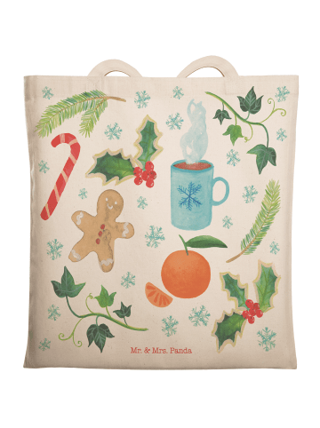Mr. & Mrs. Panda Tote Bag Winter mit Spruch in Bunt