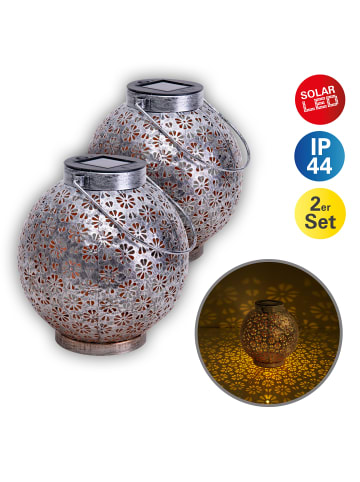 näve LED Solarleuchte "BLUMENMUSTER" in silber - (L)18 cm x (B)18 cm x (H)19.5 cm