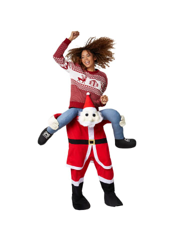 tectake Huckepack-Kostüm Weihnachtsmann in Universalgröße, rot/weiß
