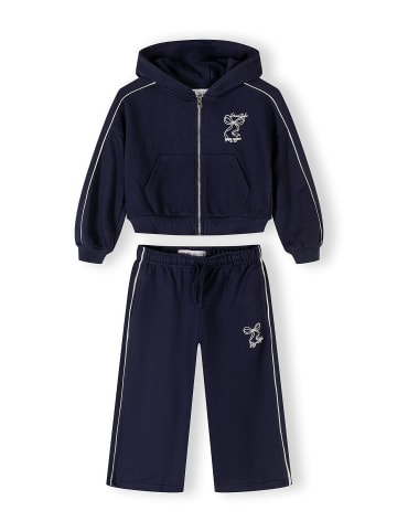 Minoti 2-tlg Langarmshirt & Hose 30FLEECE166 in dunkelblau