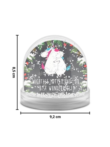 Mr. & Mrs. Panda Schneekugel Einhorn Mitteilung mit Spruch in Kreidetafel