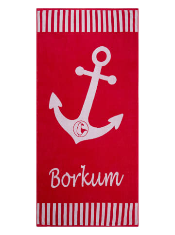 SCHIETWETTER Strandhandtuch "Borkum" 180x88cm in rot-white