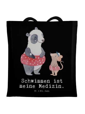 Mr. & Mrs. Panda Tragetasche Otter Schwimmen mit Spruch in Schwarz