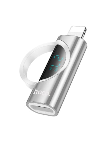 HOCO iPhone-Adapter (männlich) auf Typ C (weiblich) mit Display 2,4A 27W in Silber