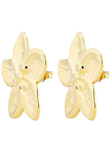 Adeliás Damen Ohrringe – Ohrstecker Blume aus Edelstahl in gold