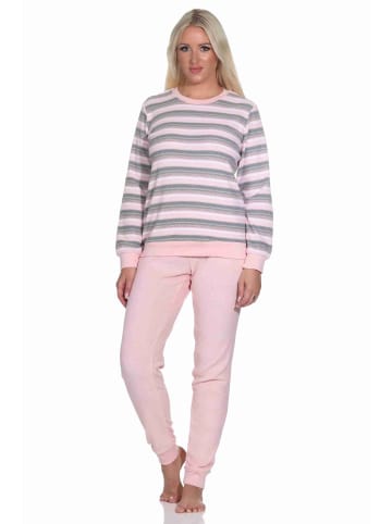 NORMANN Frottee Schlafanzug langarm Pyjama Bündchen - 77688 in rosa