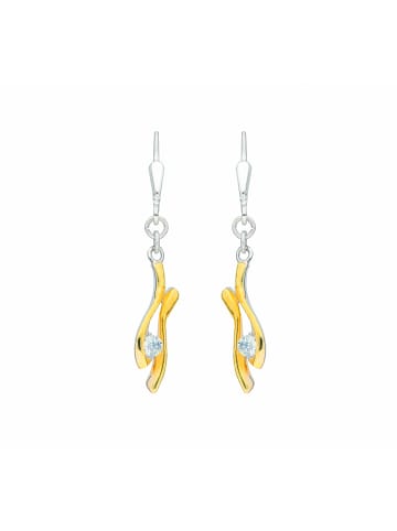 Adeliás Damen 333 Bicolor Ohrringe / Ohrhänger mit Zirkonia in gold