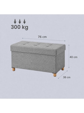 SONGMICS Sitzhocker Melisa in Hellgrau - (B)76.1 x (H)40.1 x (T)38.1 cm