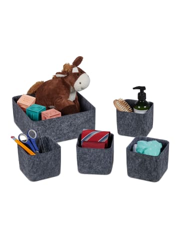 relaxdays 5-tlg. Schubladen Organizer Set in Dunkelgrau