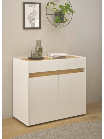Furn.Design Standcontainer Weiß, Eiche Wotan 80 x 70 cm, Büro Kommode mit Stauraum
