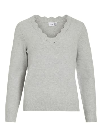 Vila Strickpullover in Light Grey Melange