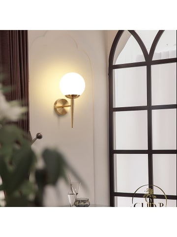 ZMH Wandleuchte in gold 1-flammige E27 Glaskugel Design Vintage Flurlampe