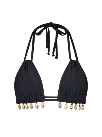 Moda Minx Bikinioberteil Gold Shells Double Strap Triangle Top in Black