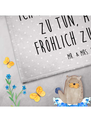 Mr. & Mrs. Panda Handtuch Axolotl Hurra mit Spruch in Grau Pastell