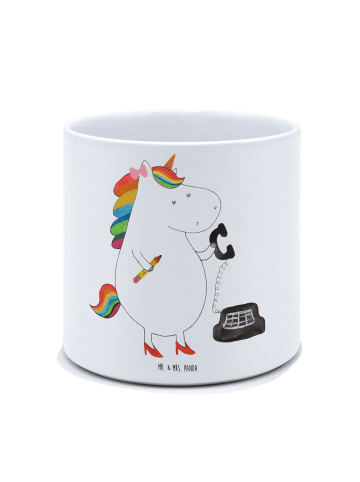 Mr. & Mrs. Panda Blumentopf Einhorn Sekretärin ohne Spruch in Weiß