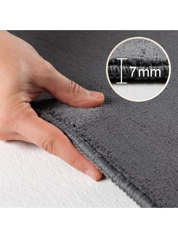 KADIMA DESIGN Teppich Kurzflor Waschbar Einfarbig LECH Microfaser OEKO-TEX in Grau