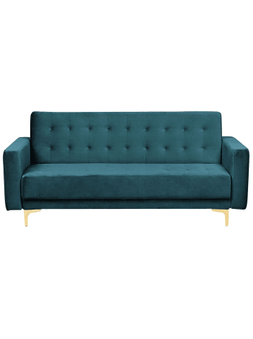 Beliani 3-Sitzer Sofa ABERDEEN in Grün/Gold - (W) 186 x (H) 83 x (L) 88 cm