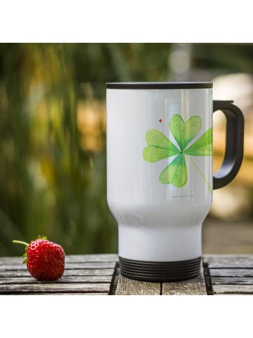 Mr. & Mrs. Panda Kaffeebecher Blume Kleeblatt ohne Spruch in Weiß