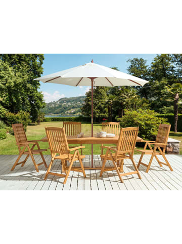 Beliani 8-tlg Gartentisch Set JAVA in Braun/Beige