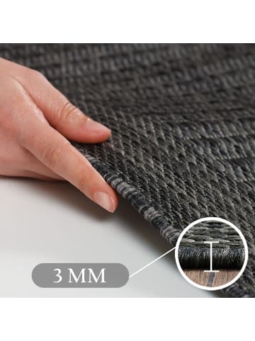 KADIMA DESIGN Teppich Outdoor Waschbar Einfarbig DAFNE Strapazierfähig OEKO-TEX in Schwarz