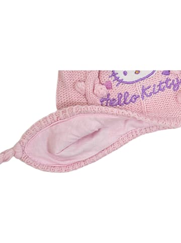 Hello Kitty Baby Mütze gestrickt mit Fleece-Futter Hello Kitty in Rosa