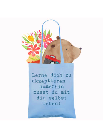Mr. & Mrs. Panda Tote Bag Spruch Selbstakzeptanz Lernen mit Spruch in Sky Blue