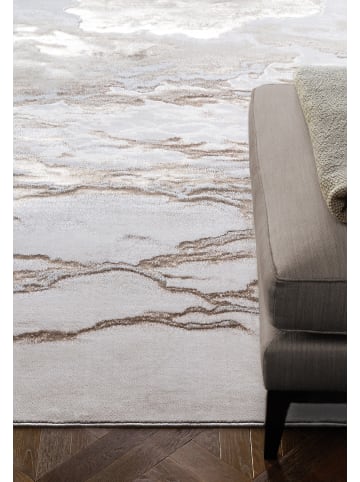 KADIMA DESIGN Teppich Velours-Metallic Marmoroptik, Bronze/Gold/Champagner, Warmtöne, Glanz