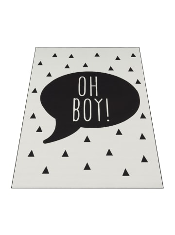 KADIMA DESIGN Kinderteppich Sprechblasenmuster Kinderzimmer schmutzabweisend in Schwarz