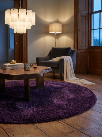 KADIMA DESIGN Teppich Hochflor Shaggy Waschbar Einfarbig SALZACH Strapazierfähig in Violett