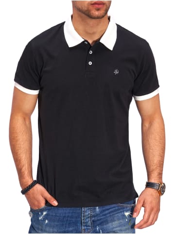 Jack & Jones Poloshirt - JJJAQPOLO in Kontrastfarben in Schwarz