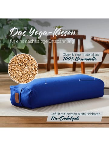 DoYourFitness Yoga-Bolster Paravati gefüllt Dinkelspelz navyblau eckig Blau
