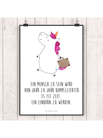 Mr. & Mrs. Panda Poster Einhorn Koffer mit Spruch in Weiß