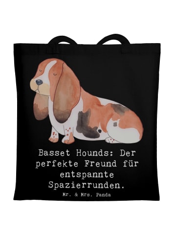 Mr. & Mrs. Panda Tragetasche Basset Hound Freund mit Spruch in Schwarz