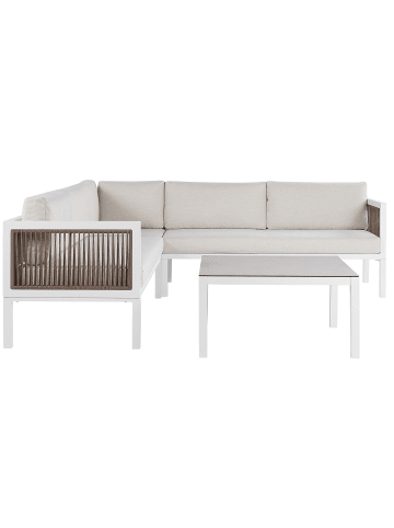Beliani 2-tlg Sitzgruppe BORELLO in Weiß/Braun/Beige linksseitig