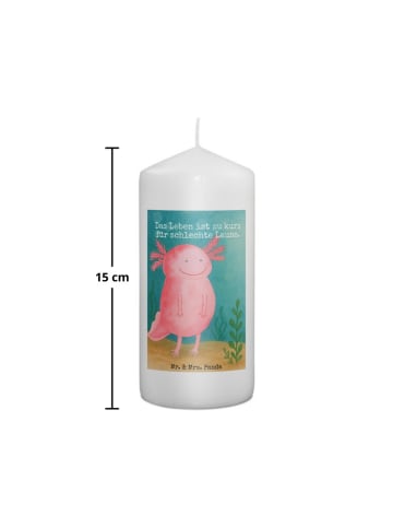 Mr. & Mrs. Panda Kerze Axolotl Glücklich Design mit Spruch in Weiß