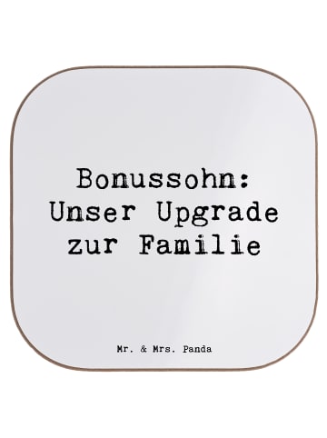 Mr. & Mrs. Panda Untersetzer Bonussohn Wertschätzung mit Spruch in Weiß