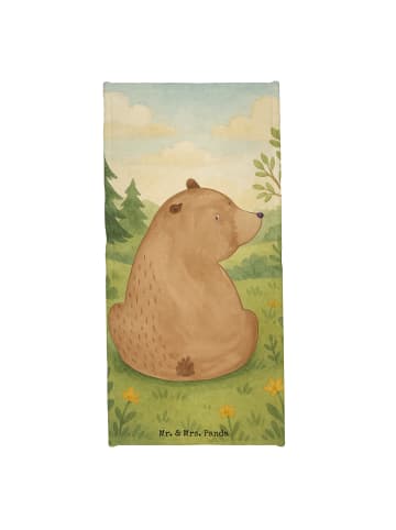 Mr. & Mrs. Panda Badehandtuch Bär Schulterblick Design ohne Spruch in Blau Pastell