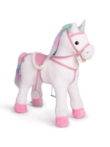 Pink Papaya Stehpferd zum Draufsitzen für Kinder " Rainbow " in weiß-bunt