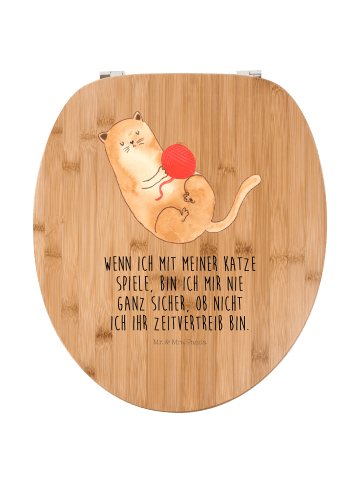 Mr. & Mrs. Panda Klo-Deckel Katze Wolle mit Spruch in Braun