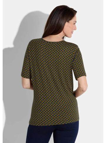 GOLDNER Shirt in marine / honig / gemustert