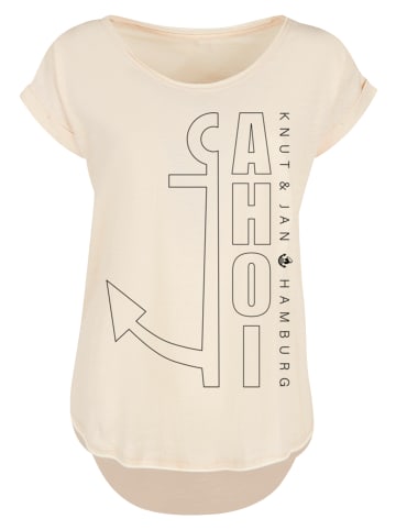 F4NT4STIC Long Cut T-Shirt Ahoi Anker Outlines Knut & Jan Hamburg in Whitesand