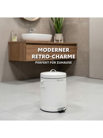eluno Kosmetikeimer VINTAGE, Treteimer 5 Liter Fassungsvermögen aus weißem Metall