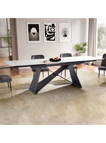 KADIMA DESIGN Esszimmertisch 180 - 260 cm Ausziehbar Keramik Glas , in Weiß