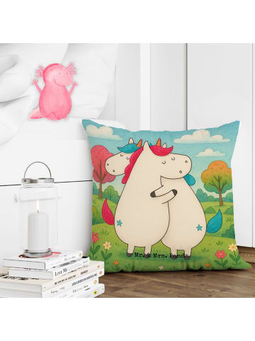 Mr. & Mrs. Panda Kissen Einhörner Umarmen Design ohne Spruch in Weiß