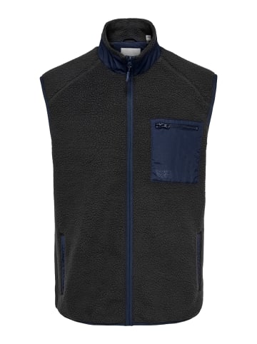 ONLY & SONS Teddyfell Weste in Phantom