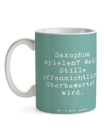 Mr. & Mrs. Panda Pott Spruch Saxophon Leidenschaft mit Spruch in Meeresbrise